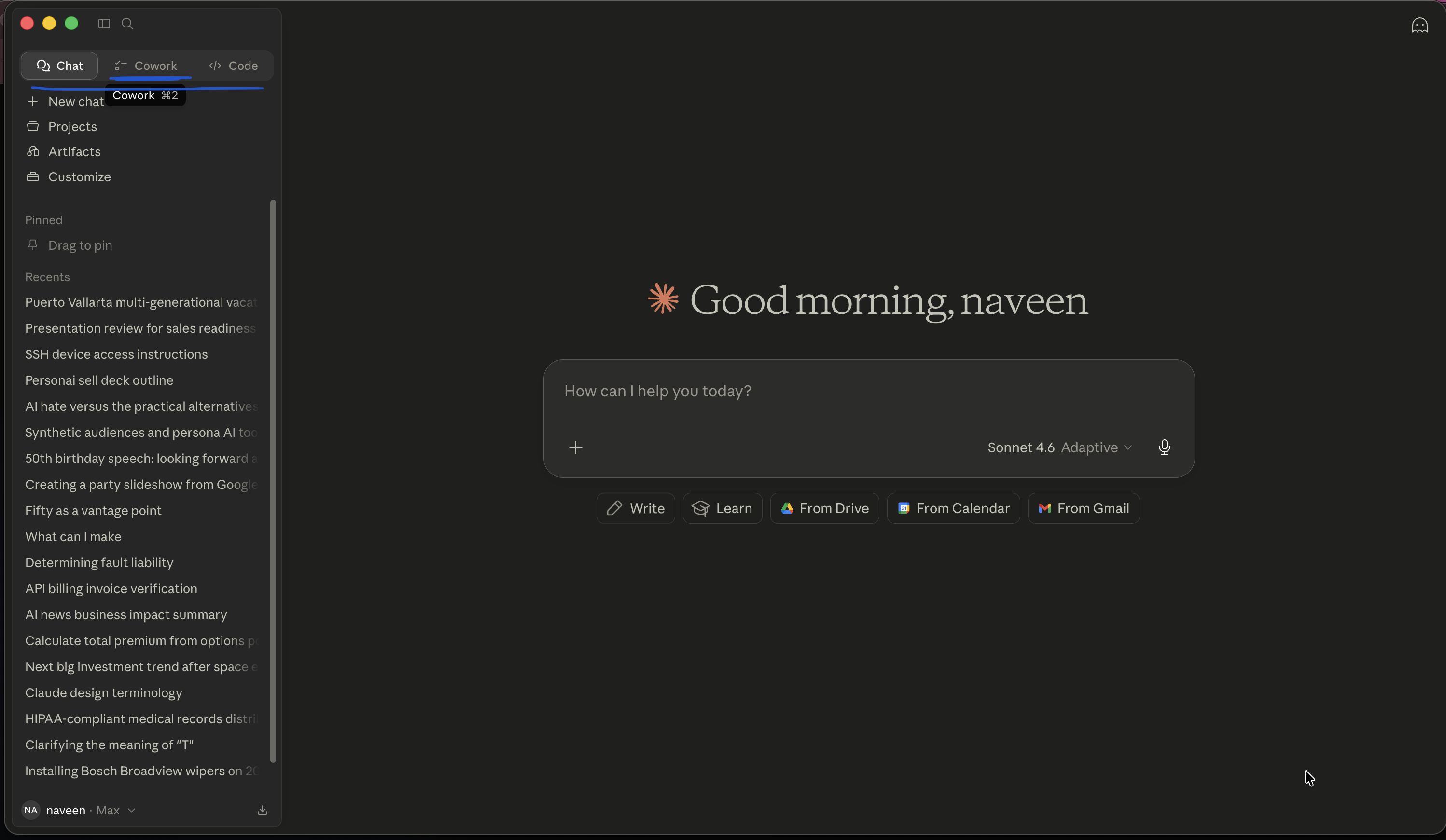 Claude Desktop — Chat Mode